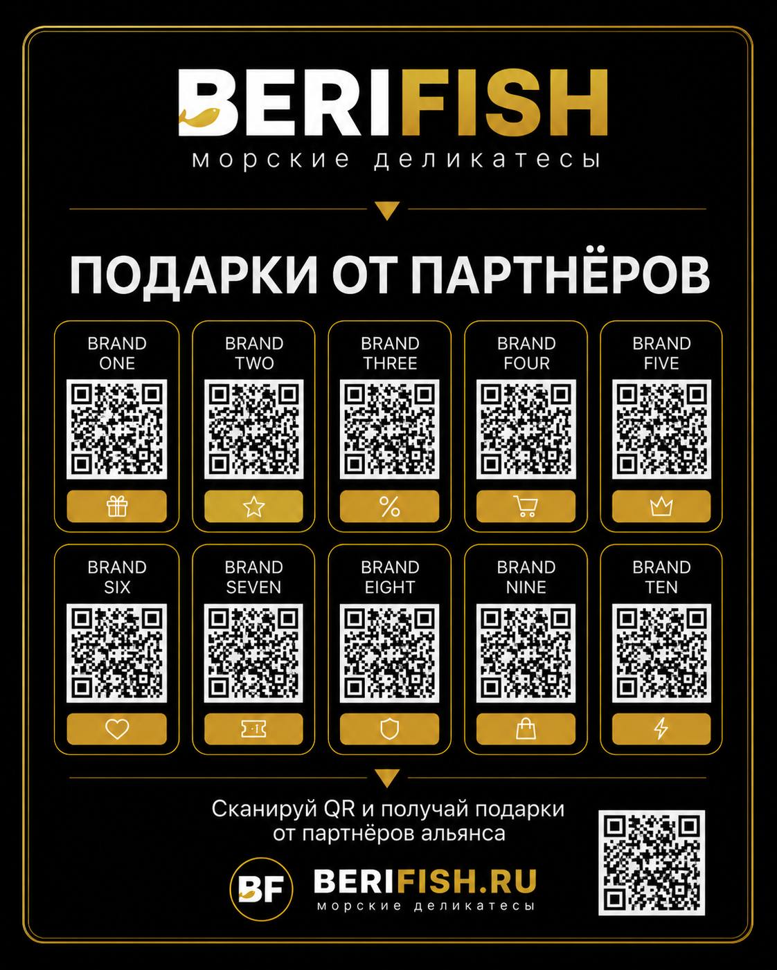 BERIFISH: чистый макет «Подарки от партнёров».